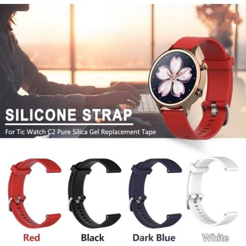 For Tic Watch C2 Solid Color Silicone Replacement Strap 18MM/20MM Ticwatch C2 Watchband Spark Strap Wrist Band Rubber Strap