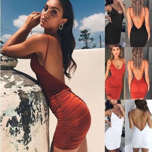 Sexy Womens Summer Bandage Bodycon Evening Party Backless High Draped Slim Short Mini Dress