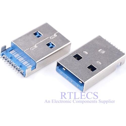 5 PCS USB 3.0 TYPE A Plug Male connector Surface Mount SMD 9 Positions Angled Cross 692112030100 GSB316441CEU