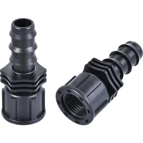 Uxcell ABS Hose Barb Fitting Coupler, 16mm Barb x G1/2 Female Thread Pipe Adapter, Black 2Pcs