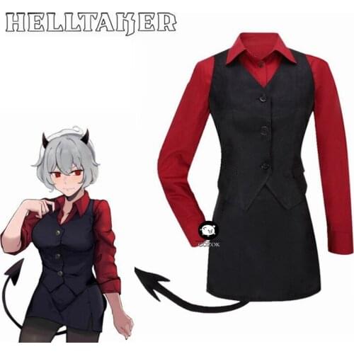 Game Helltaker the Sour Demon Malina Cosplay Costume Outfits for Women Men Adult JK Uniform Vest Gloves Tail Halloween