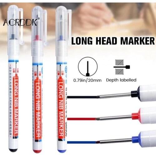 1pcs Long Head Bathroom Woodworking Multi-Purpose Marker Deep Drill Hole Long Nib Water Resistant Marker Pens DF