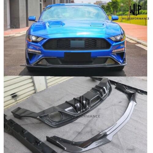 High quality Carbon fiber Front rear bumper lip back bumper spoiler diffuser side skirts For Ford Mustang Car body kit 2018