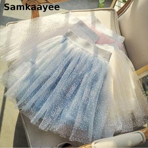 5-15y Tutu Skirt Baby Girls Summer Kids Pettiskirt Knee-Length Princess Clothes Mesh Tulle Pleated Party Children Clothing y22