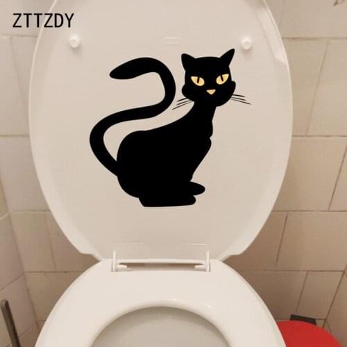 ZTTZDY 22.2*20.8CM Cartoon Cat Home Art Decoration WC Toilet Decal Wall Sticker T3-0087