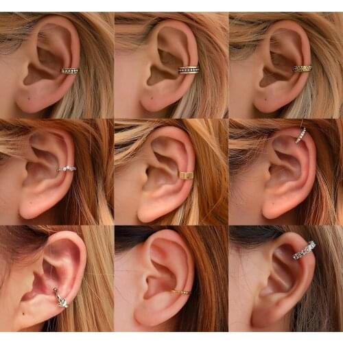 1 pcs Vintage Crown Flower Leaf Ear Cuff Non Pierced Clip Earrings for Women Trendy Punk Small Carved Hollow Layer Earrings