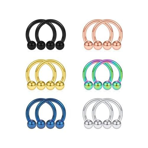 10Pcs The Latest Ball C Shape Horseshoe Ring Nasal Septum Ear Nose Lip Ring Body Piercings