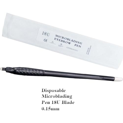 10pcs 0.15mm 18U Disposable Microblading tools Manual Tattoo Eyebrow Pen With 18U Blade Permanent Makeup Tattoo Pen