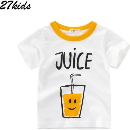 27 kids Cartoon Juice Summer Baby Girl Love T Shirt 2019 Kids Boys Shirts Cotton Children Short Sleeve T-Shirts for Child 2-9T