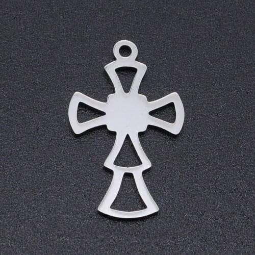 5pcs/lot 14*23mm Stainless Steel Cross Pendant Bracelet Charms DIY Crafting Jewelry Making Handicraft Accessories Wholesale
