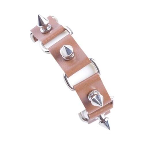 6PCS Unisex Punk Spike Rivets PU Leather Belt Bracelet Wristbands