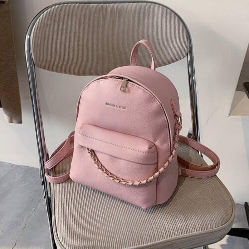 Brand design Women Backpack small Fashion chain School bag for Teenager Girls PU Leather Travel Female Shoulder Bag lady Daypack