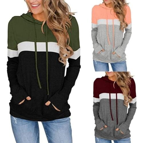 Quick Drying Stylish Long Sleeve Pockets Fall Hoodie Soft Female Top Long Sleeve for Work