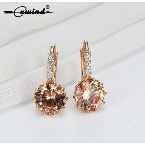 Cxwind Gold Hoop Earrings Wedding Ear Piercing Jewelry Statement Earrings for Women Charm 5 Color CZ Crystal Earring Brincos