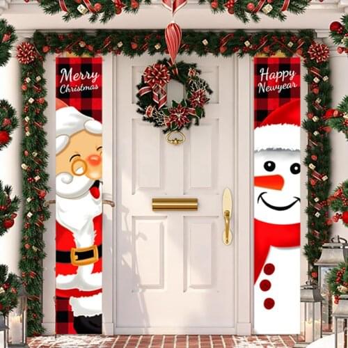 Santa Claus Christmas Door Banner Merry Christmas Decorations for Home 2021 Christmas Ornament Xmas Navidad Gift New Year 2022