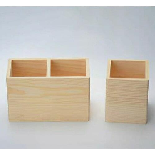 Wooden Pencil Pen Storage Box Remote Control Phone Holder 1/2 Grid Organizer Desktop Office Container School Supplies C26