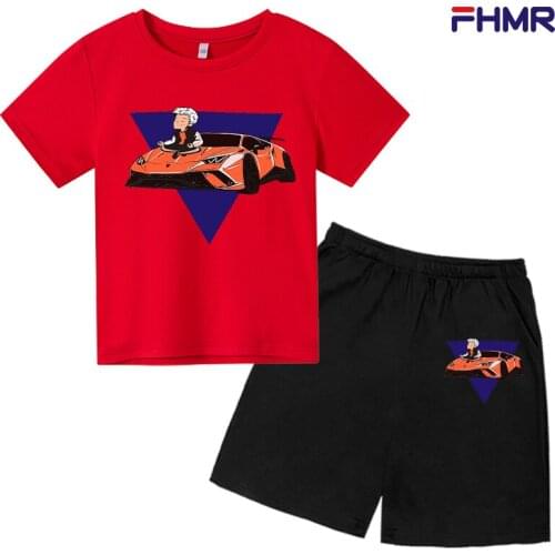 Childrens Merch A4 Lamba Print T Shirt Casual Family Clothing Set 100% Cotton Boys & Girls Fashion Top T Shirt And Short Suit