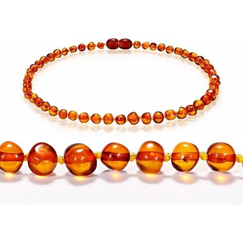 European Imported Baltic Sea Natural Amber Beaded Baby Necklace Baby Teething Children Necklace New Jewelry Health Environmental