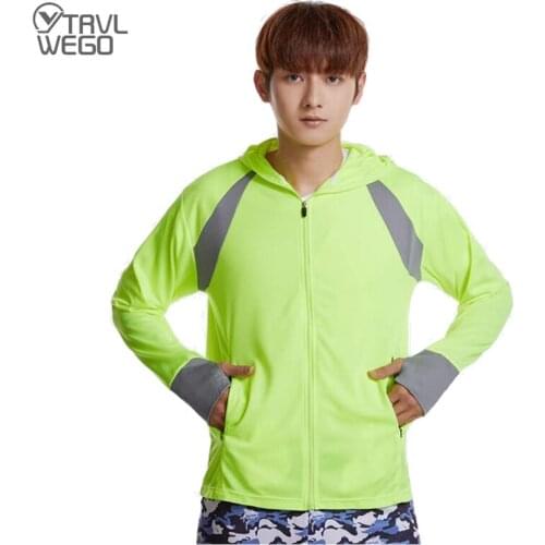 TRVLWEGO Long Sleeve Shirt UV Protection Quick Dry T Shirt Men Light Blue Climbing Hiking Fishing Clothes Men Outdoor Clothing