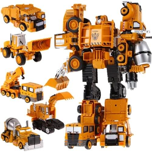 New 5 in 1 Transformation toys Metal Alloy Devastator Big Size Robot Car Brinquedos Combiner Voltron Engineering Truck kid Gift