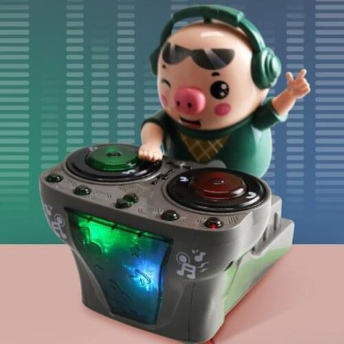 K1KC Electronic Music PigToy for Kids DJ-Pig Music Toy Dancing with Colorful Lights Home Games with Children
