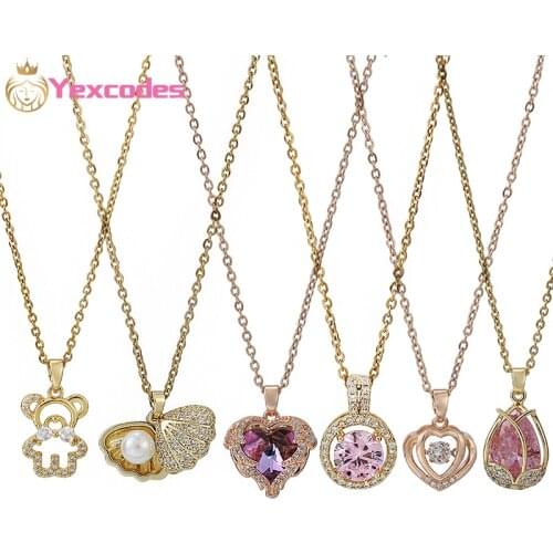 Chinese Popular Jewelry Simple Fashion New Ocean Heart Necklace Female Charms Colorful Crystal Love Fine Womens Clavicle Chain