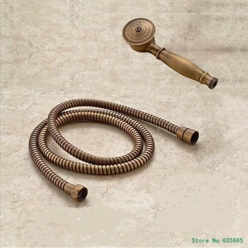 Classic Antique Brass Bathroom Shower Head 1.5 M Shower Hose Hand-held Sprayer Shower Tap Hardware Plumbing Sanitary Accessories