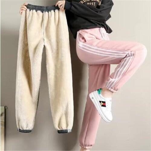 Fleece and thickened warm pants imitation lamb cashmere legging for adult students sports wear yoga wear causal leisure trouser