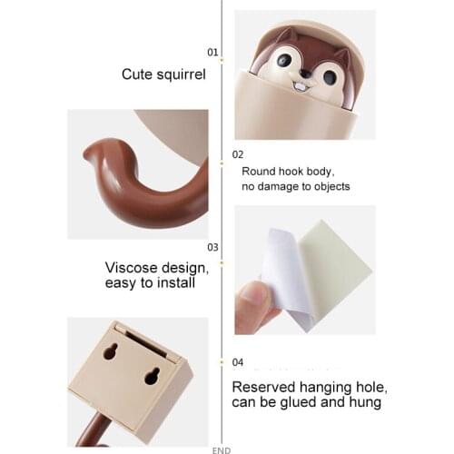 Cute Cartoon Squirrel Wall Adhesive Hanging Hooks Home Decoration For Bedroom Living Room can CSV