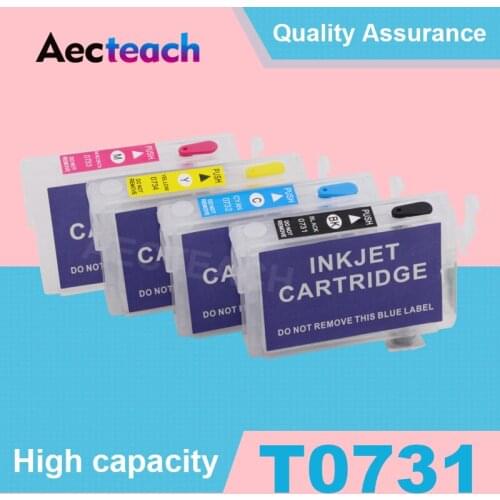 Aecteach Refillable Ink cartridge T0731 for Epson Stylus T13 TX102 TX103 TX121 C79 C90 C92 C110 Printer