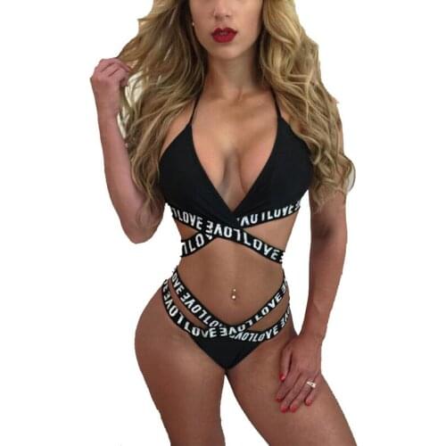 Top Fashion Sexy Alphabet Underwear Suspenders Three-Point Sexy Suit New European And American Sexy Underwear Black Skin Pink