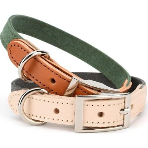 Fashion Custom Dog Collar Soft canvas Pet Collar Pet Dog Accessories 5 Sizes 2 Colors Adjustable Double D-ring Dog Control