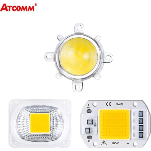COB LED Light Beads 20W 30W 50W With Lens Reflector Lampshade 110V 220V LED Diode Array Matrix Flood Light Bulb Spotlight Source