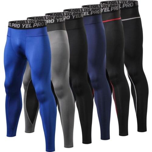 Men Fitness Running Tights High Elastic Compression Sports Leggings Sports Breathable Quick Dry Gym Ankle Length Pants
