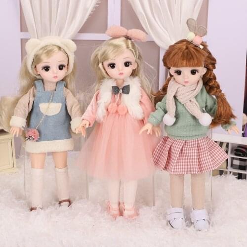 New 30cm BJD Doll Beautiful Princess Doll Clothes 1/6 Cute And Exquisite 3D Eyes Brown Yellow Hair Fashion Girl New Gift Toy