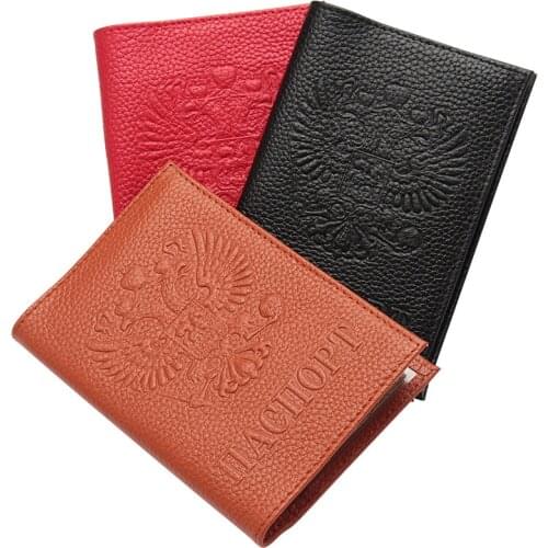 Genuine Leather Russian National Emblem Men Passport Cover World Universal Travel Passport Holder Cover On The Passport Case