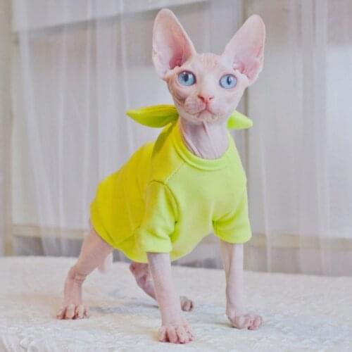 Sphynx Cat Dog Clothes Bowknot Hoodie Soft Puppy Outfit Kitten Jacket Clothing Hairless Cats Vest Pets T Shirt For Small Dogs