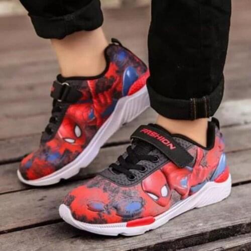 Boys Non-slip Spiderman Sneakers Children Casual Shoes Boys Child Flats Kids Shoes Rubber Girls Students Unisex Walking Shoe