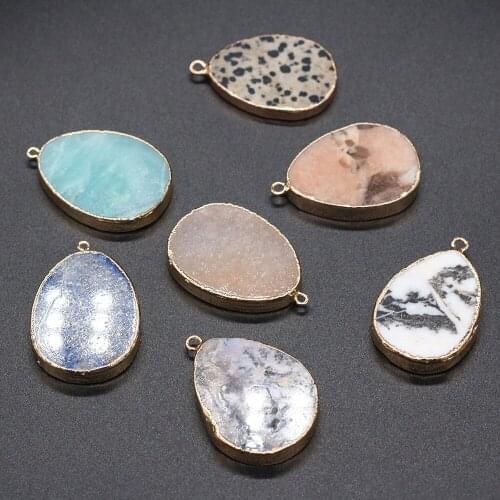Drop Shaped Semi-precious Pendant Charms For DIY Necklace Handiwork Sewing Craft Jewelry Accessory Making