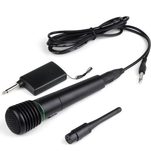 Wired Wireless 2in1 Handheld Microphone Mic Receiver System Undirectional Party microphone atmosphere props Microphone Black