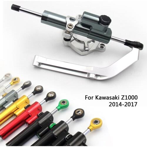 CNC Adjustable Motorcycle Linear Reversed Steering Damper with bracket Support For Kawasaki Z1000 Z 1000 2014-2017 2016 2015