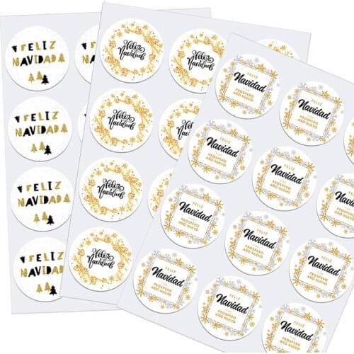 Feliz Navidad Christmas Label Stickers Gift Sealing Self-adhesive Stickers Happy New Year Xmas Merry Christmas Party Decor Label