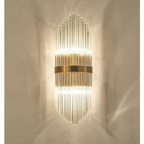 Modern led Crystal wall Lamp Europe Restaurant Hotel Villa Corridor Stairs Glass Rod Wall Lamp