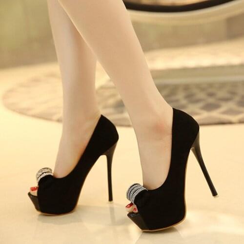 Platform Shoes Woman Platform Stiletto Heels Peep Toe Heels Women Pumps Black Party Wedding Shoes Femme Sexy Fashion High Heels