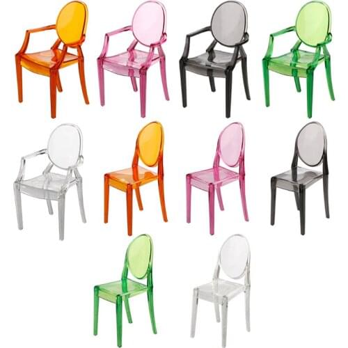 1:6 Dollhouse Miniature Accessories Mini Doll House Clear Transparent Plastic Chair Furniture Decor Collection Gift