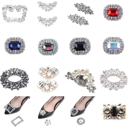 1PCS Women Shoes Clips DIY Shoe Charms Jewelry Bowknot Shoes Decorative Accessories Rhinestones Crystal Decorations