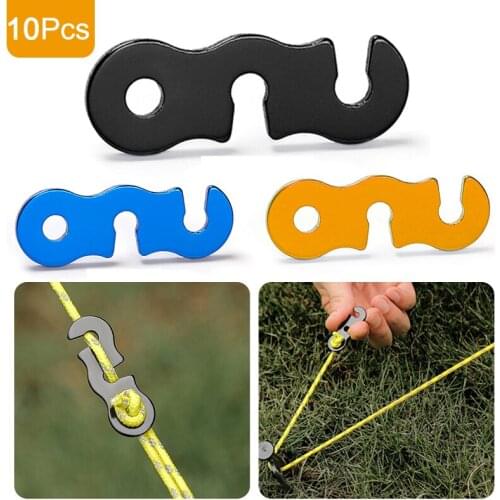 10 Pcs/set Outdoor Camping Tent Parachute Cord Rope Buckle Aluminum Alloy Cord Buckle Tensioners Fastener Travel Kit Tools