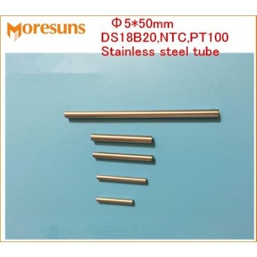 Fast Free Ship 10pcs 5*50mm Single head stainless steel tube/Thermocouple,RTD,PT100,NTC,DS18B20 Stainless Steel Sensor Probe