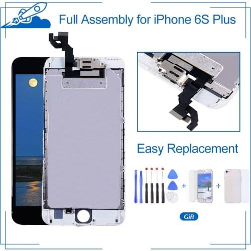 100% Test LCD Screen For iPhone 6S Plus LCD Display Touch Screen Digitizer Full Assembly + Front Camera + tempered glass + Tools