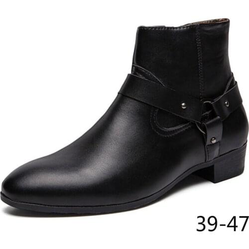 2021 Men Boots Leather Spring Autumn Black Men Ankle Boots Brithsh Chelsea Boots for Men Plus Size EUR 39-47 Zapatos De Hombre